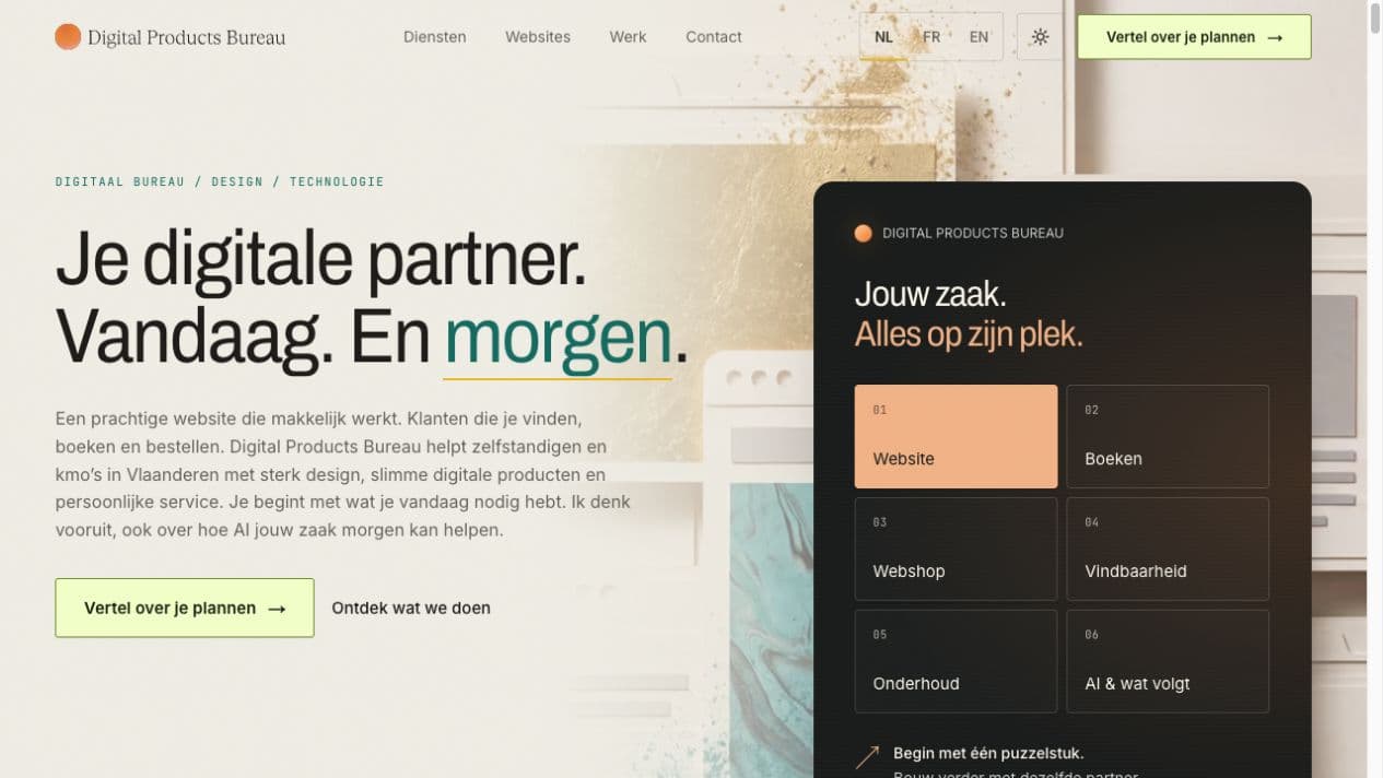 Current Belgian Digital Products Bureau website in Dutch